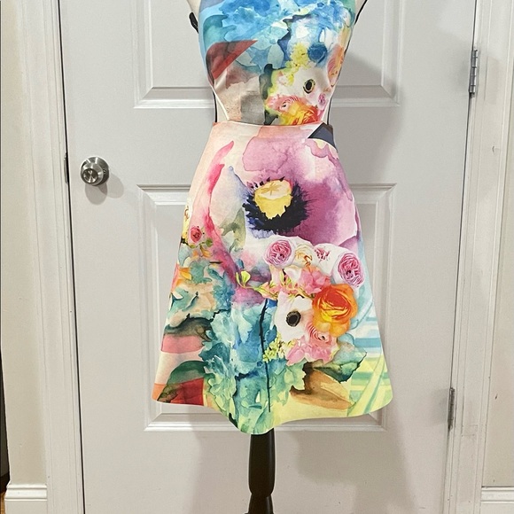 Clover Canyon Fluorescent Rose Cut Out Neoprene Dress in Multi Sz S - Picture 4 of 15